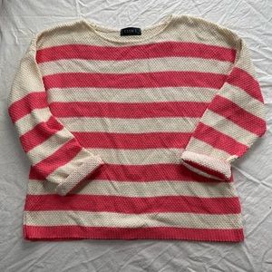 Pink and cream striped sweater 3/4 sleeve Club L size L